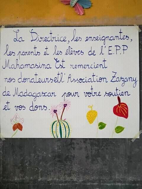 Remerciement des bénéficiaires de vos dons
